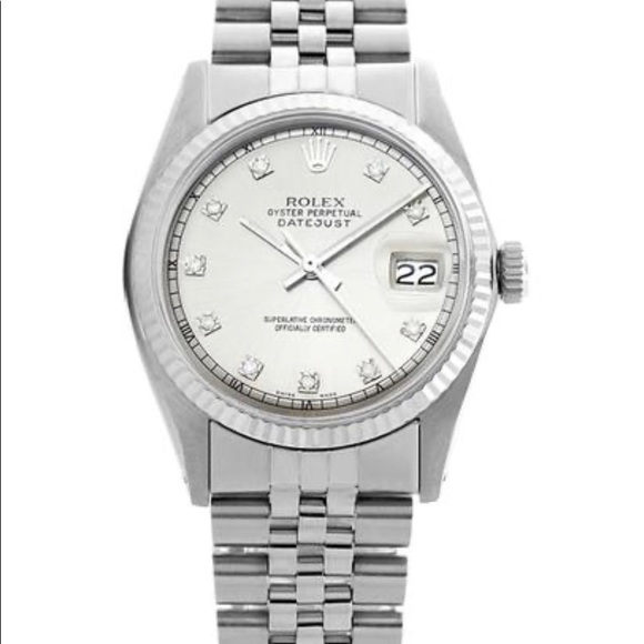 Rolex - Siver Mens Dayjust Fluted Bezel 36mm Watch - Picture 1 of 9